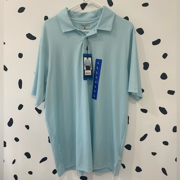 LARGE BLUE TOPAZ CYPRESS CLUB 3 BUTTON COLLARD DRESS SHIRT FOR MEN - Picture 8 of 8